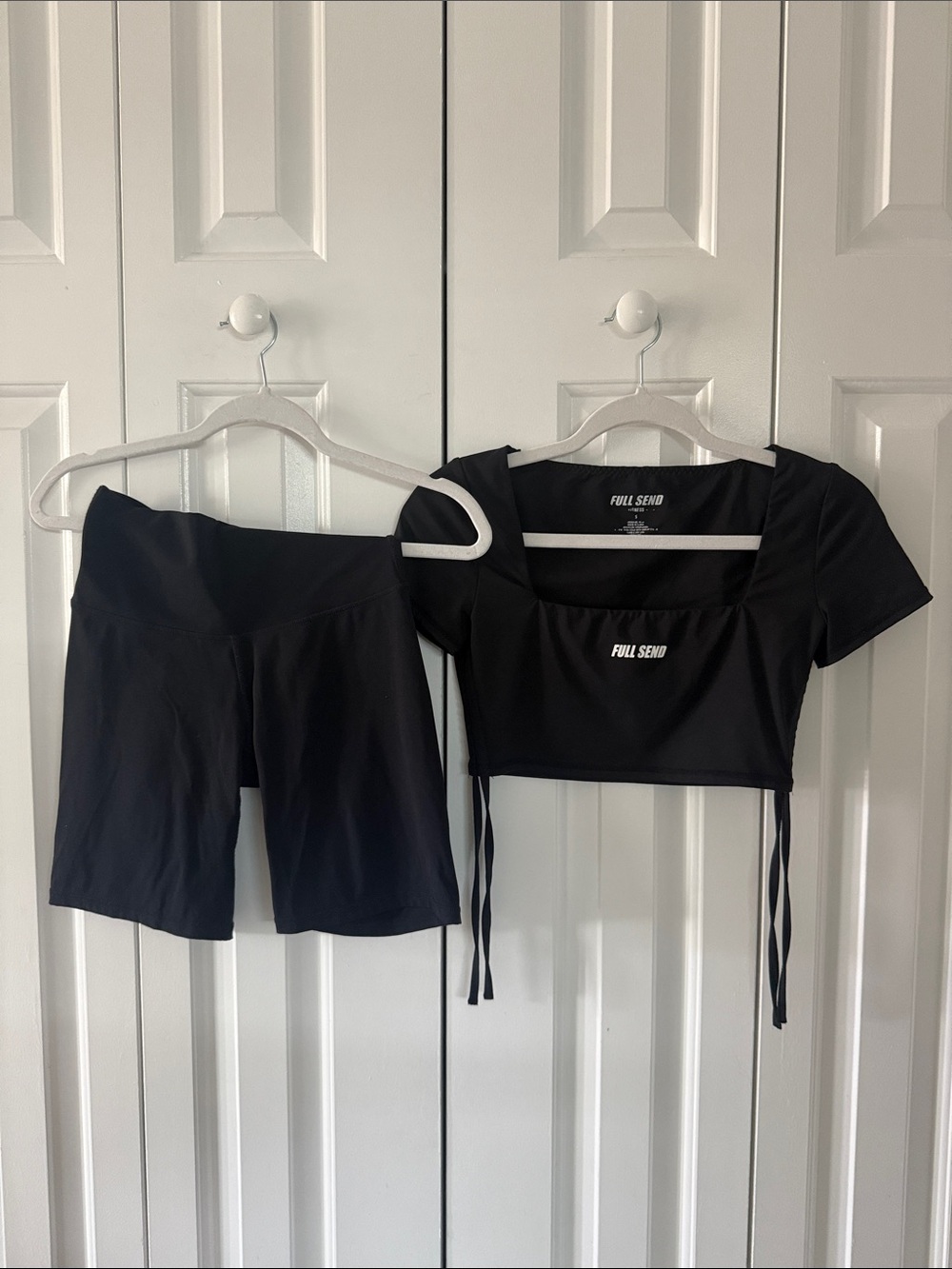 Full Send Black Square-Neck Crop Top with Side Ties